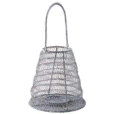 Photophore métal grillage gris blanchi (Diamètre 21cm)