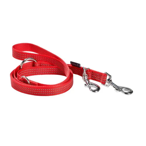 Pour tous les jardins:Laisse pour chien coloris rouge en nylon tressé Bobby Safe 3 positions – Taille L