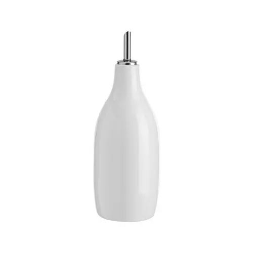 Pour créer votre univers jardin:Bouteille à huile blanche en dolomite - Ø 7,5 x H 23 cm