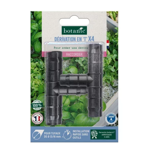 Au service de votre jardin:4 Tés cannelés - Ø 13/16 mm botanic® - Arrosage goutte à goutte