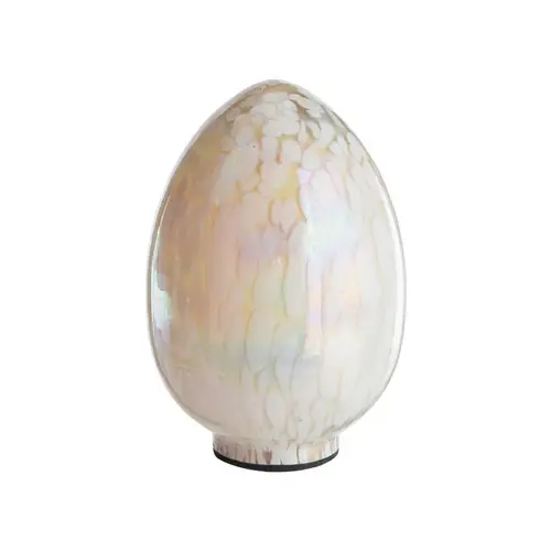 Idéal pour le jardin：Œuf décoratif en verre moucheté beige et blanc - Ø 11 x H 18 cm
