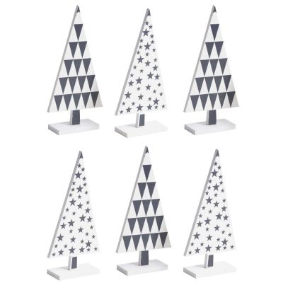 Sapin en bois laqué à motifs (Lot de 6)