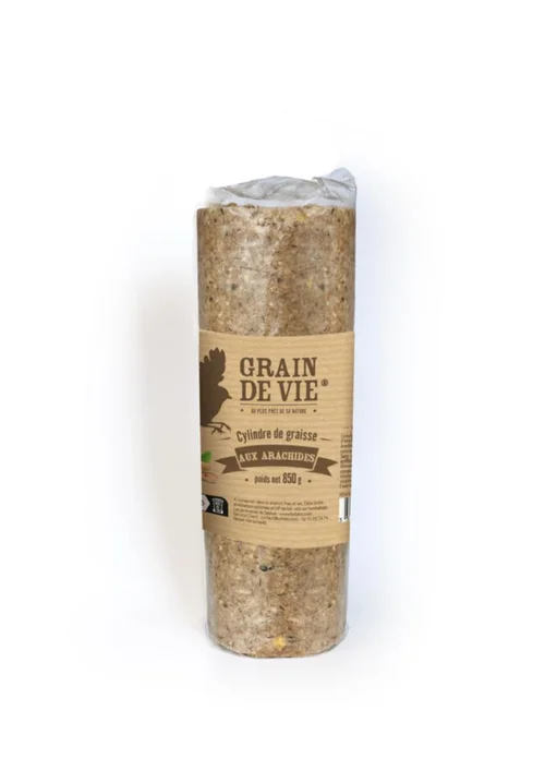 Nature extérieur:Cylindre de graisse pour oiseaux du ciel aux arachides Grain de Vie - 850 g
