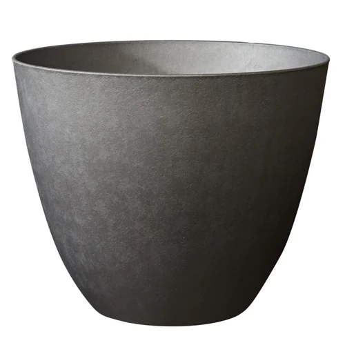 Style extérieur:Pot en matière recyclée coloris gris ardoise Poetic Elément conique 40 L - Ø 39,1 x H 32 cm