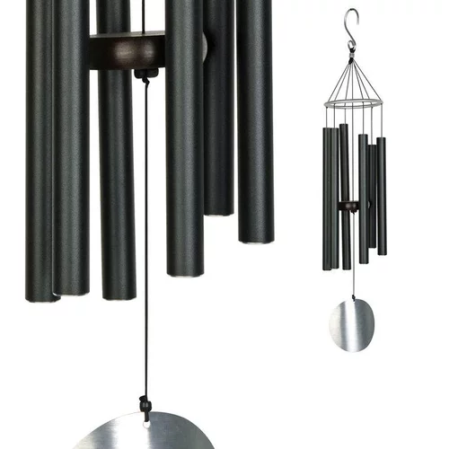 Extérieur facile：Carillon Aureole, coloris noir avec tubes en acier, H 106 cm