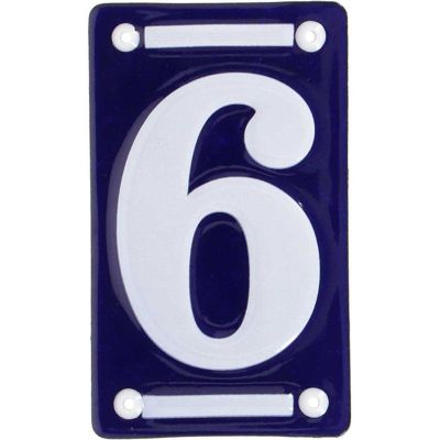 Numéro de maison en fer émaillé (Chiffre 6)