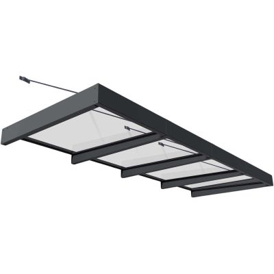 Marquise de porte en aluminium gris et polycarbonate Sophia (140 x 379 cm)