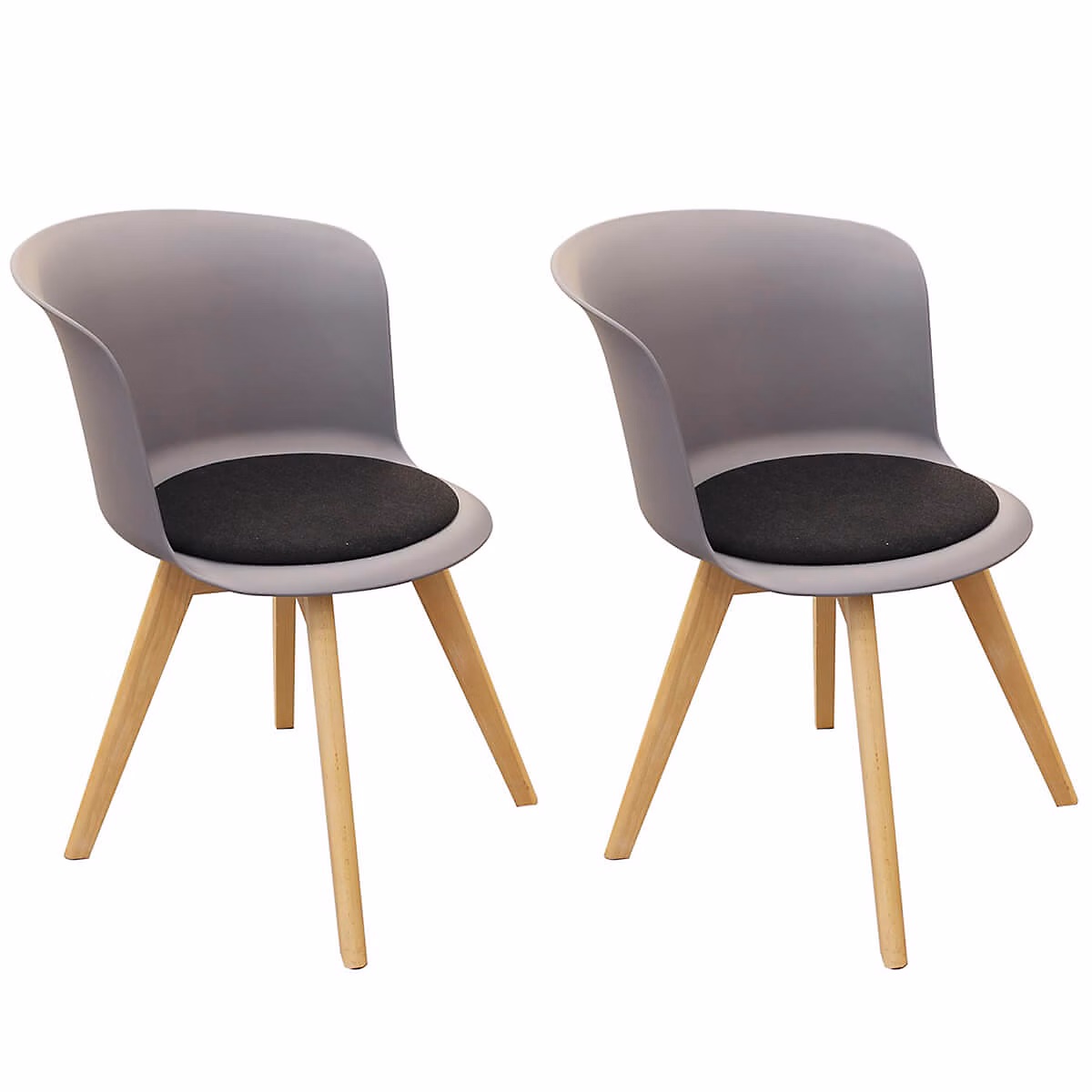 ENAEL – Chaises Grises avec Assise Noire | lot de 2