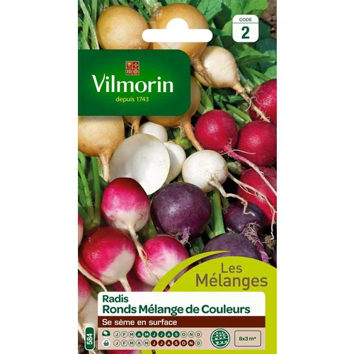 Bien pratique au jardin：Graines de radis rond mélange de couleurs Vilmorin - graines à semer