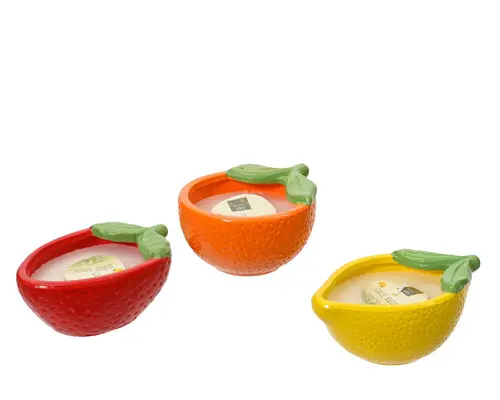 Côté extérieur：Bougie en forme de fruit en cire à la citronnelle - 14 x 10 x H 5,5 cm