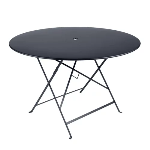 Un plus pour vos extérieurs：Table ronde pliante en acier coloris carbone Bistro Fermob - Ø 117 x 74 cm