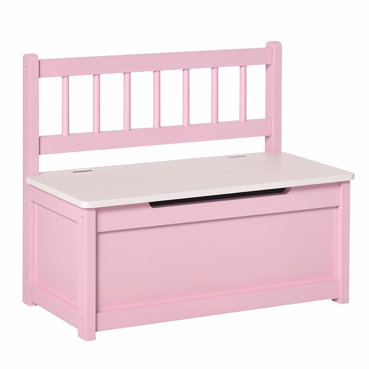 Banc coffre à jouet 2 en 1 style girly bicolore rose blanc dim. 60 × 30 × 50 cm