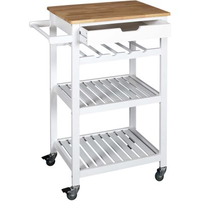 Desserte à roulettes en bois 40 x 61 x 84.5 cm (Blanc)