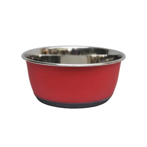 Indispensable au jardin:Gamelle pour chien et chat coloris rouge mat en inox Tyrol – 1900 ml