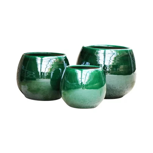 Jardin & extérieur:Pot en terre émaillée vert Jade Les Poteries d’Albi Cancale - Ø 14 x H 14 cm