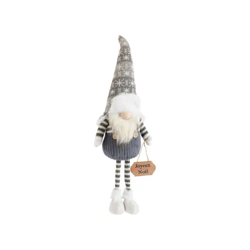 Style pour le jardin:Gnome gris et blanc debout avec pancarte petit modèle - 59 cm