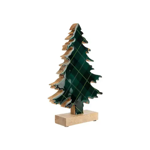 Idéal pour l’extérieur：Sapin décoratif en bois avec décor carreaux vert - 27 x 18 x 5 cm