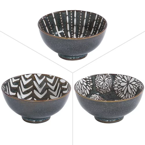 Confort au jardin：Bol en porcelaine coloris marron Penjab – Ø 15 cm (produit vendu à l'unité, livré aléatoirement parmi trois modèles)