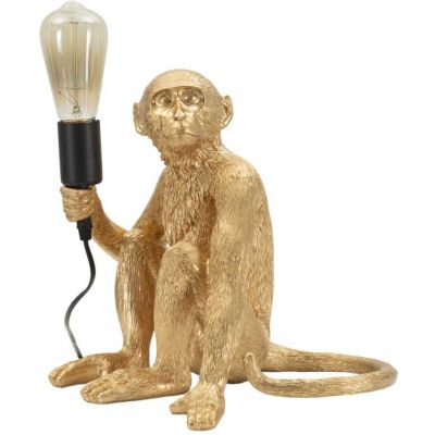 Lampe à poser en polyrésine Monkey 33 x 33 x 32 cm (Doré)