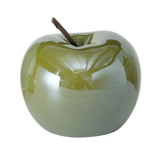 Le choix pour l’extérieur：Pomme décorative en poterie verte Perly verte petit modèle - Ø 7 x H 7 cm