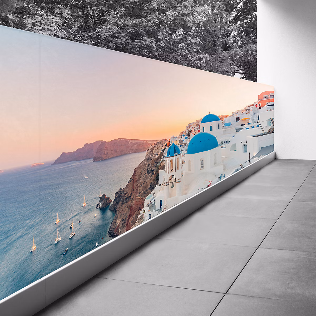 Brise vue Trompe l'oeil – 100 × 250 cm, Santorin 3617689696973
