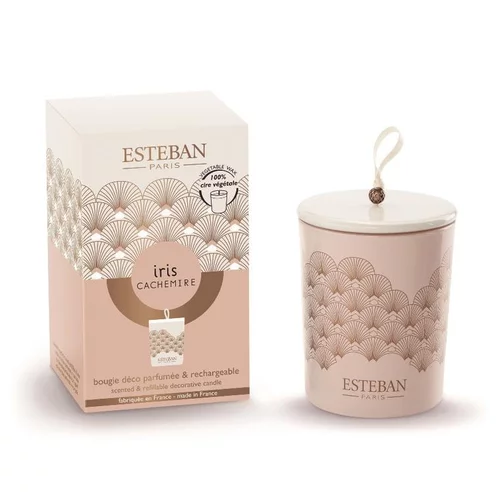 Facile pour le jardin:Bougie déco parfumée et rechargeable Iris cachemire Esteban - 180g