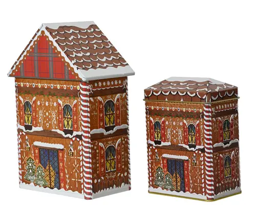 Une touche pratique à l’extérieur：Boîte en forme de grande maison en métal brun - 13,5 x 8,5 x 21,5 cm