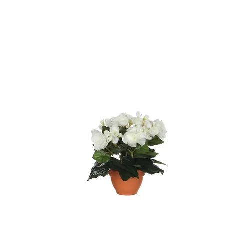 Solution extérieure:Bégonia blanc artificiel en pot Campana Terra H 25 x Ø 20 cm