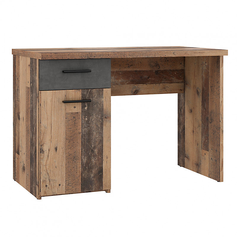 Bureau enfant 110 cm décor bois vintage et béton gris – BUCKY