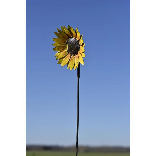 Pour équiper vos extérieurs:Tournesol peint en métal recyclé jaune Chouette & Co petit modèle