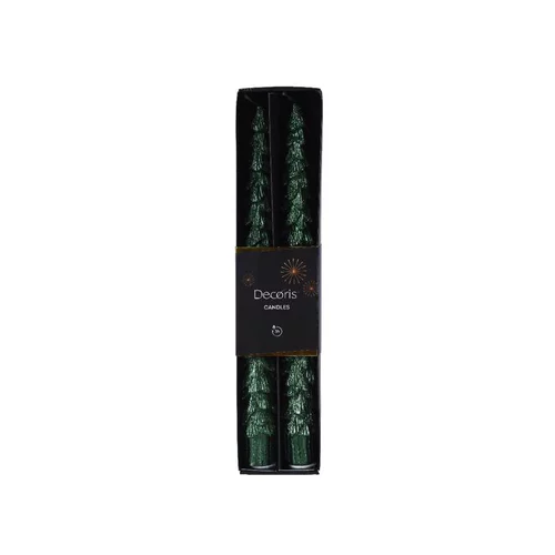 Une solution adaptée au jardin:Bougie cierge effet givré vert pin x 2 - Ø 20 x H 25 cm