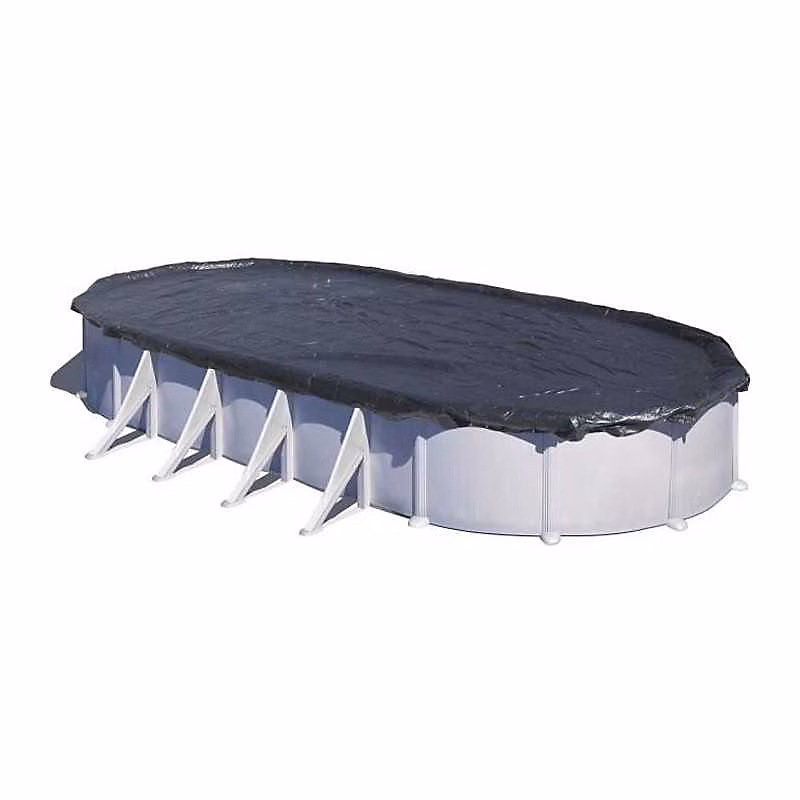 Couvre piscine hiver ovale GRE 180 g/m² noir 7 – 30 × 3,75 m