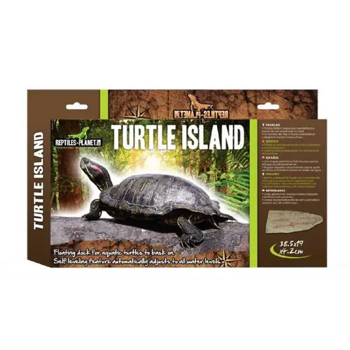Un choix malin pour le jardin：Île flottante pour tortue aquatique avec ascenseur coloris marron Reptile Planet Turtle Island - Taille L - 36,5 x 19 x 4,2 cm