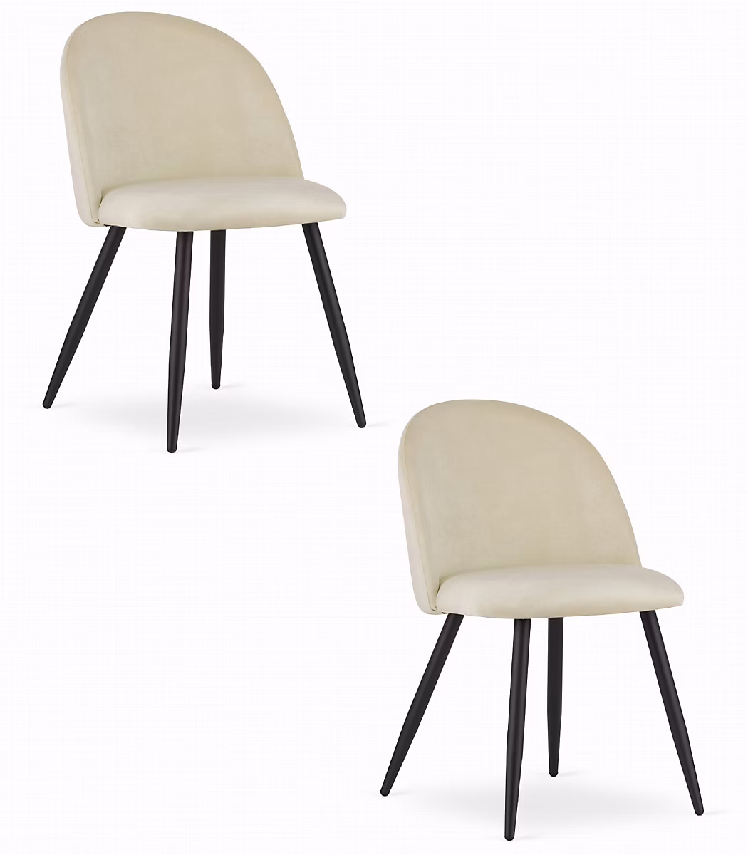 Chaise Valora BELLO en velours beige – pieds en métal noir x2