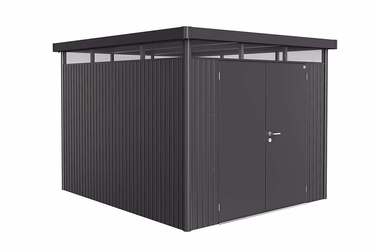 Abri de jardin métal Biohort HighLine H5 gris foncé double porte surface totale 8.66 m² – Réf. USFPICNQK8739102057