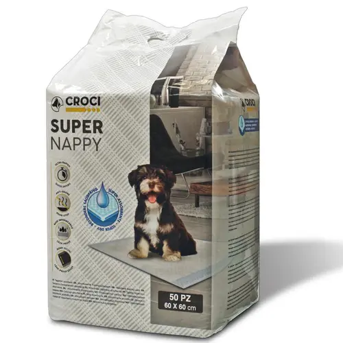 Simple au jardin：Lot de 50 tapis hygiéniques pour chien super nappy au charbon actif 50 pièces Crocy - 60 x 60 cm
