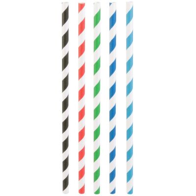 Pailles imprimées fantaisies en papier (Lot de 50) (Rayures vives)