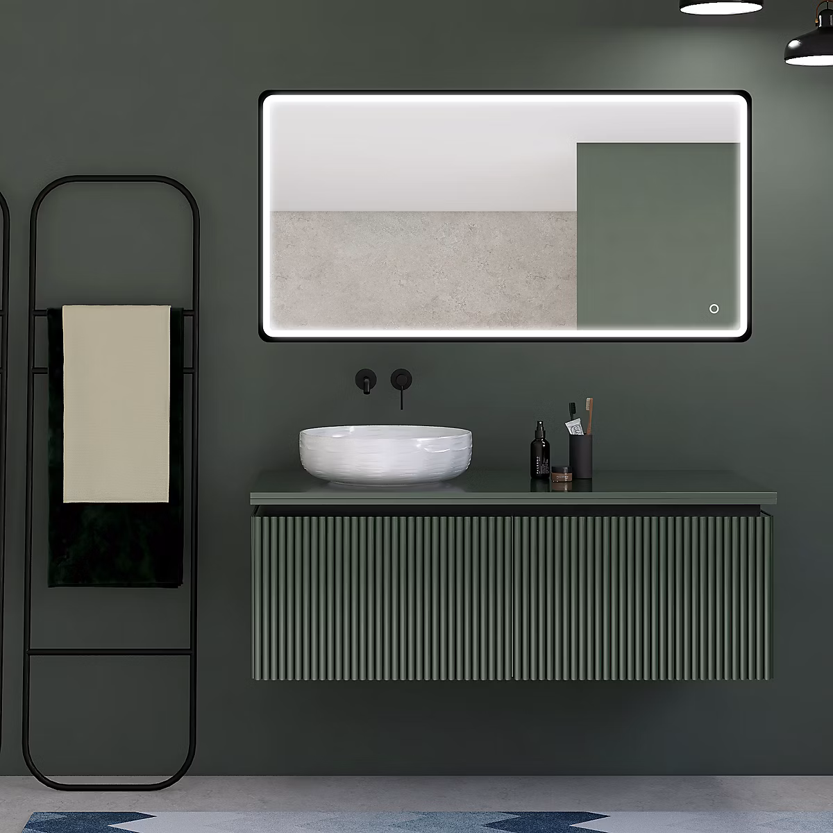 Miroir de salle de bains lumineux LED noir 70 × 140 cm – MPGlass Lyon Chic