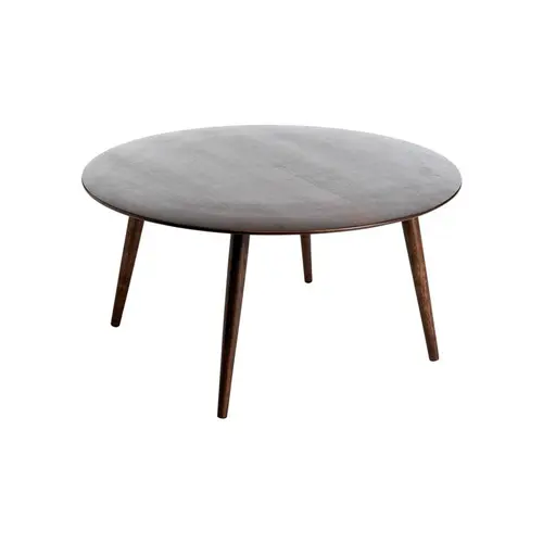 Confort dehors：Table basse ronde à quatre pieds en bois de manguier brun - Ø 79,5 x H 40,5 cm