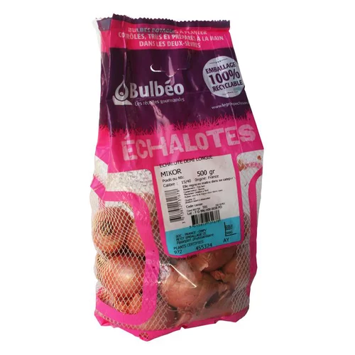 Sélection jardin：Bulbes d’échalotes demi-longue Mikor calibre 15/40, 500 g