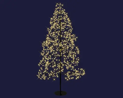 Extérieur qualité：Arbre lumineux noir intérieur/extérieur à 1424 micro-LED blanc chaud +356 flash - 180 cm
