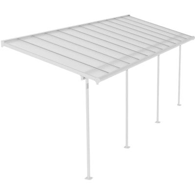 Pergola à adosser en aluminium blanc et polycarbonate Sierra (2.2 x 6.7 m)