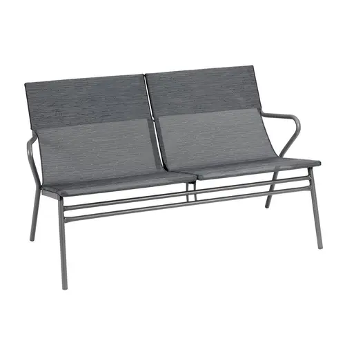 Jardin & confort：Canapé d'extérieur en aluminium coloris anthracite Vence Batyline Lafuma - 123 x 69 x 70 cm