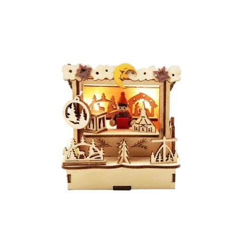 Jardin et pratique：Chalet Marché de Noël avec Lune Led 3/ 10x11x7 cm