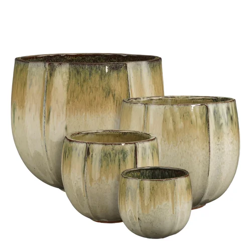 Espace vert facile:Pot rond en céramique coloris crème Edelman Corsica - Ø 21 x H 19 cm