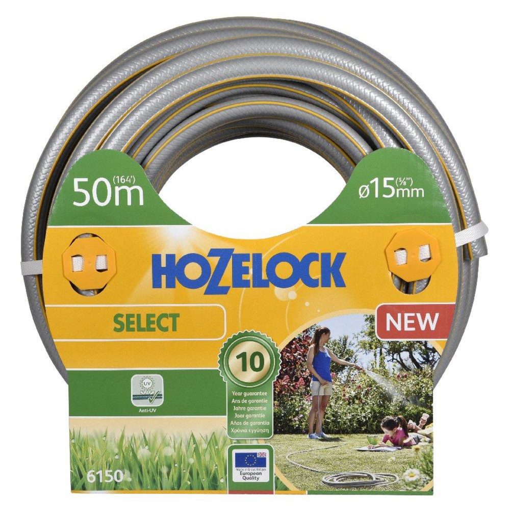 Hozelock Tuyau d'arrosage Hozelock Select anti UV gris bandes 3D jaunes 15mm 25m – Produits de jardinage