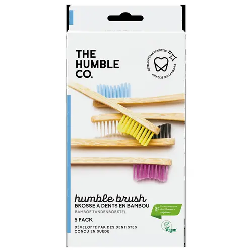 Sélection nature:Brosse à dents en Bambou Soft The Humble Co. - Pack famille de 5 couleurs