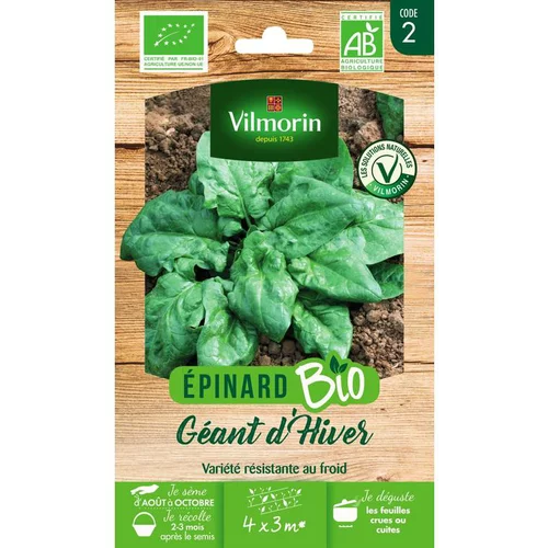 Pour vos espaces：Graines d'épinard géant d'hiver bio Vilmorin - graines à semer