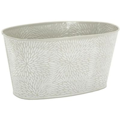 Corbeille ovale en métal laqué motif floral (24 x 13 x 12 cm)