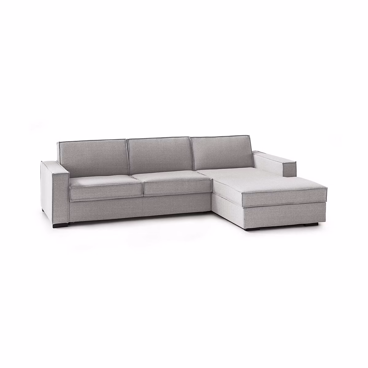 Canapé – lit Daaki, Canapé d'angle, Canapé avec ouverture pivotante, Péninsule de rangement droite, 260x95h90 cm, Gris